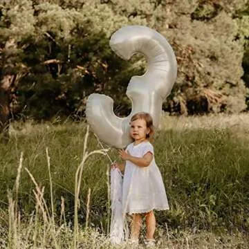 40-inch Sand White Number 3 Balloon for Parties