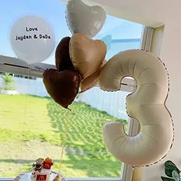 40-inch Sand White Number 3 Balloon for Parties