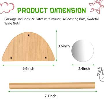 Ensayeer Mini Chick Perch with Mirror, Strong Bamboo Roosting Bar for coop and brooder, Training Perch for Baby Chicks, El Pollitos, La Pollita, Easy to Assemble and Clean, Fun Toys for Chick