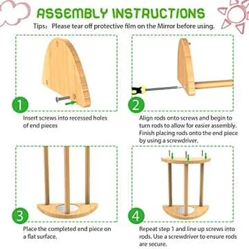 Ensayeer Mini Chick Perch with Mirror, Strong Bamboo Roosting Bar for coop and brooder, Training Perch for Baby Chicks, El Pollitos, La Pollita, Easy to Assemble and Clean, Fun Toys for Chick