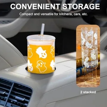 Luiaiog Reusable Glass Cups with Lids & Straws - Stylish & Eco-Friendly