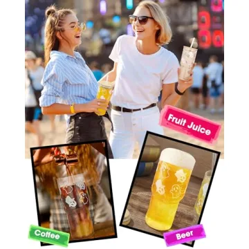 Luiaiog Reusable Glass Cups with Lids & Straws - Stylish & Eco-Friendly