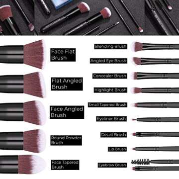 Makeup Brushes BS-MALL Premium Synthetic Foundation Powder Concealers Eye Shadows Makeup 14 Pcs Brush Set, Rose Golden, with Case (Black)