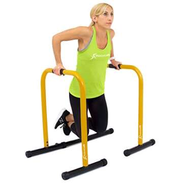 ProsourceFit Dip Stand Station, Heavy Duty Ultimate Body Press Bar with Safety Connector for Tricep Dips
