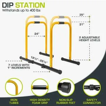 ProsourceFit Dip Stand Station, Heavy Duty Ultimate Body Press Bar with Safety Connector for Tricep Dips