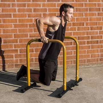 ProsourceFit Dip Stand Station, Heavy Duty Ultimate Body Press Bar with Safety Connector for Tricep Dips