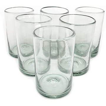 Handcrafted 14 oz Recycled Glass Drinking Glasses Set of 6