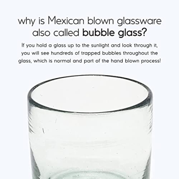 Handcrafted 14 oz Recycled Glass Drinking Glasses Set of 6