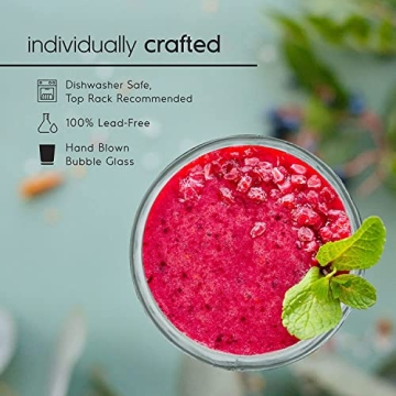 Handcrafted 14 oz Recycled Glass Drinking Glasses Set of 6