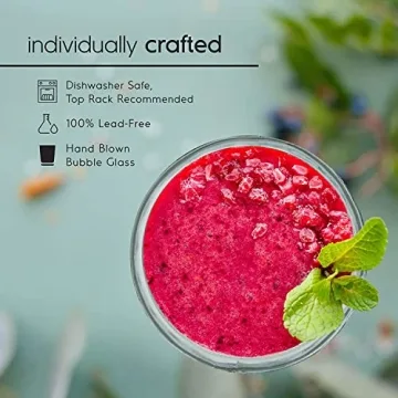 Handcrafted 14 oz Recycled Glass Drinking Glasses Set of 6