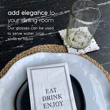 Handcrafted 14 oz Recycled Glass Drinking Glasses Set of 6