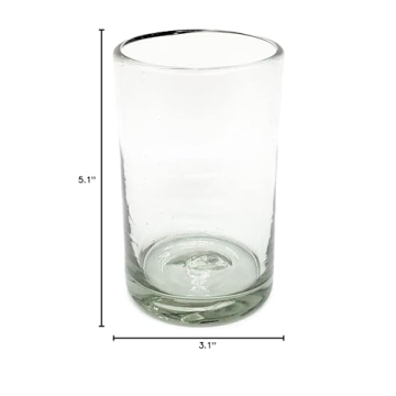 Handcrafted 14 oz Recycled Glass Drinking Glasses Set of 6