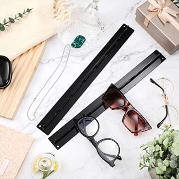 5 Pack Acrylic Sunglasses Organizer Storage Sunglasses Holder Organizer Wall Mounted Eyeglasses Holder Hanging Eyewear Display Rack Sunglass Rack Sunglasses Hanger Rack for Entryway Shelf (Black)