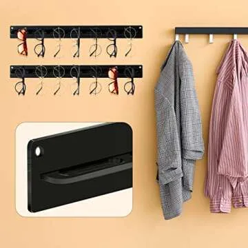 5 Pack Acrylic Sunglasses Organizer Storage Sunglasses Holder Organizer Wall Mounted Eyeglasses Holder Hanging Eyewear Display Rack Sunglass Rack Sunglasses Hanger Rack for Entryway Shelf (Black)