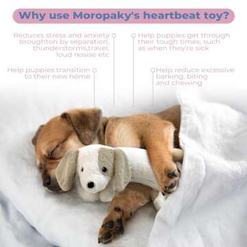 Moropaky Heartbeat Toy Heartbeat Stuffed Animal for Dogs, Heartbeat Puppy Toy for Anxiety Relief Cal...