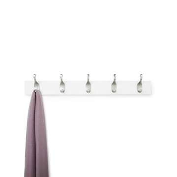 Amazon Basics Wall Mounted Modern Coat Rack, Rectangle, 5 Hooks, White
