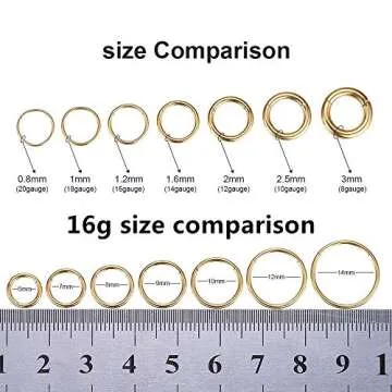 Nose Rings 16 Gauge Nose Ring Hoop Earrings for Women 16g Nose Hoop Septum Jewelry Surgical Steel Septum Ring Septum Clicker Lip Rings Helix Earring Rook Earring Conch 14k Gold Cartilage Earring 10mm