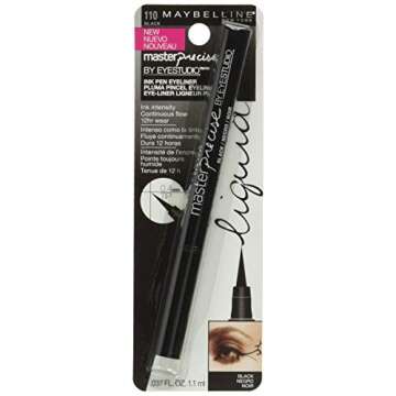 Maybelline Eyestudio Master Precise All Day Liquid Eyeliner Makeup, Black, 0.034 fl. oz.