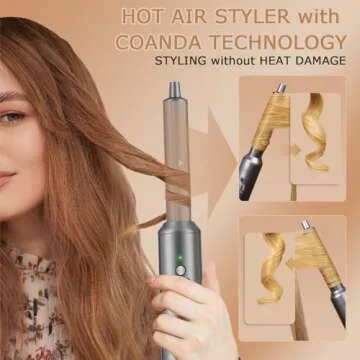 AOMEES Professional Hot Air Styler & Drying System, 6 in 1 Powerful Hair Dryer Brush • Styling Without Heat Damage, with Air Curler, Hair Dryer, Volumizer Brush, Hair Straightener Brush, Smooth Comb