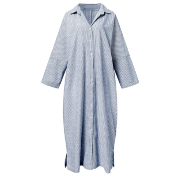 Chouyatou Women's Casual Long Sleeve Maxi Shirt Dress