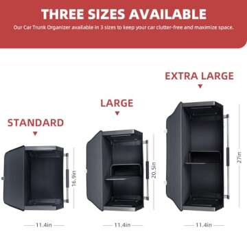 XCF Car Trunk Organizer, Push-pull Handle, Leather Collapsible 2 Compartments Car Organizers with Lid, Car Trunk Storage Organizer, Suitable for All Kinds of Cars, SUV, Minivan (Large, Blue)