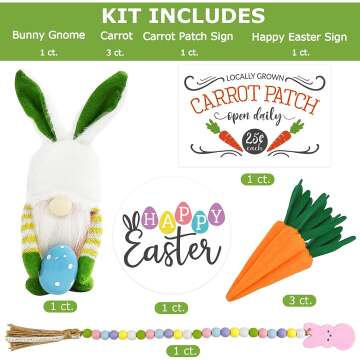 Easter Decor Bundle - Rustic Gnomes and Bunny Plush Items