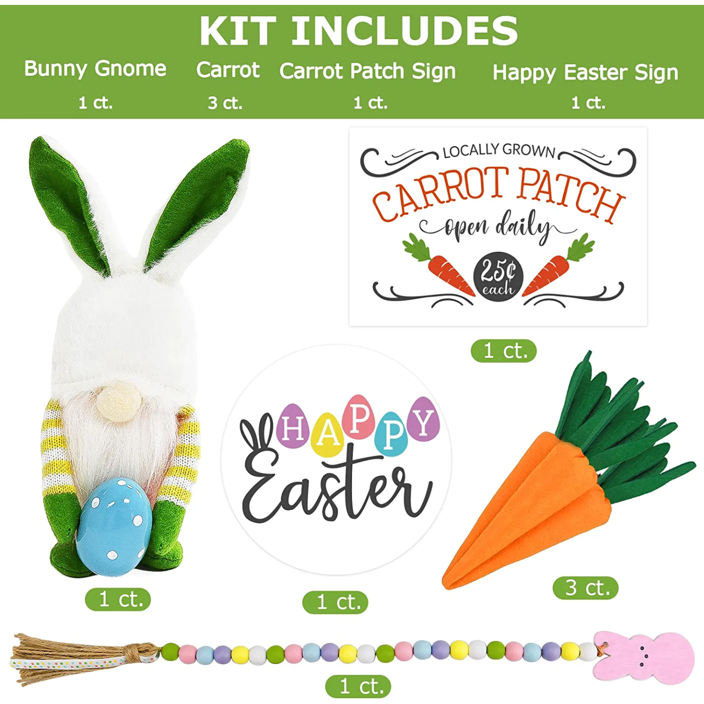Easter Decor Bundle - Rustic Gnomes and Bunny Plush Items