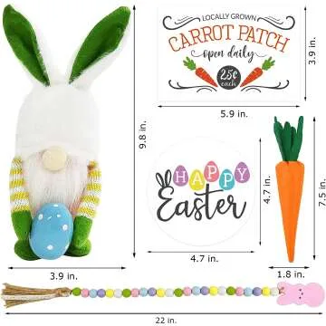 Easter Decor Bundle - Rustic Gnomes and Bunny Plush Items