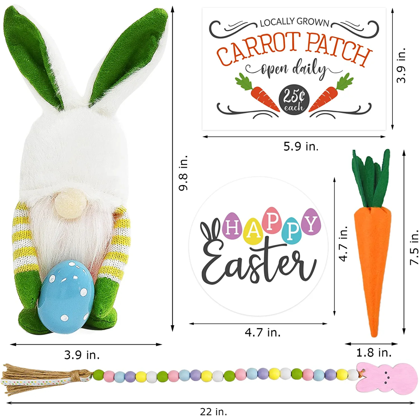 Easter Decor Bundle - Rustic Gnomes and Bunny Plush Items