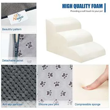 Dog Stairs for Small Dogs - Non-Slip Foam Ramp Steps