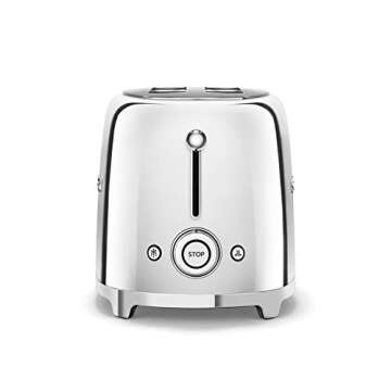 Smeg Retro Toaster Bundle with Bamboo Tongs - Chrome