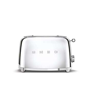 Smeg Retro Toaster Bundle with Bamboo Tongs - Chrome