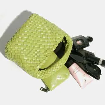 Small Hand Woven Handbags for Women Shoulder Crossbody Bag Girls Purses Cassual Top Handle Bags Hobo Curved Tote Phone Bag (Fruit green)