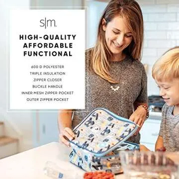 Simple Modern Kids Lunch Box for Toddler | Reusable Insulated Bag for Boys | Meal Containers for School with Exterior and Interior Pockets | Hadley Collection | Under Construction