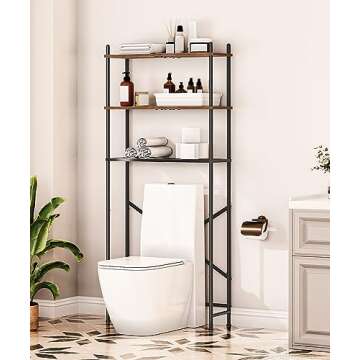 HOOBRO Over The Toilet Storage, 3-Tier Over Toilet Bathroom Organizer, Freestanding Above Toilet She...