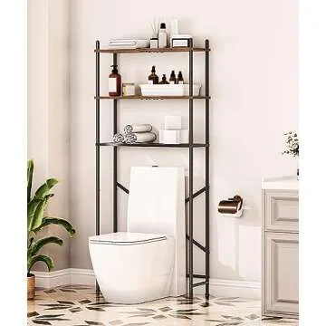 HOOBRO Over The Toilet Storage, 3-Tier Over Toilet Bathroom Organizer, Freestanding Above Toilet She...