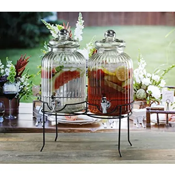 Style Setter Canyon Glass Beverage Dispenser Set for Parties