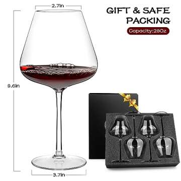 Chouggo 28Oz Hand Blown Crystal Wine Glass Set