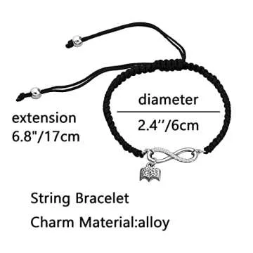 WSNANG Book Bracelet Book Lovers Book Club Gifts Reader Jewelry Bookworm Librarian Gift Book Charm Bracelet for Women (Book cardBr)