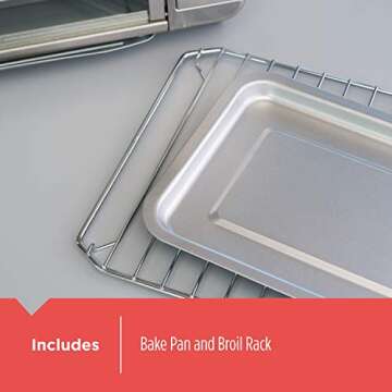 Black+Decker Countertop Convection Toaster Oven, 8 One-touch Cooking Functions, Stainless Steel