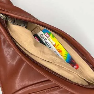 SASH Crossbody Bag - Brown Faux Leather Purse for Women - Travel Sling Bag with FRID-Protected Wallet