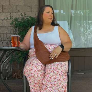 SASH Crossbody Bag - Brown Faux Leather Purse for Women - Travel Sling Bag with FRID-Protected Wallet