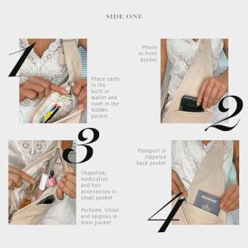 SASH Crossbody Bag - Brown Faux Leather Purse for Women - Travel Sling Bag with FRID-Protected Wallet