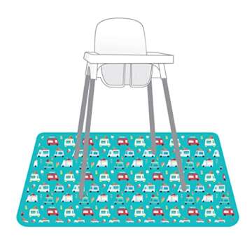 BapronBaby Ice Cream Truck Splash Mat - Waterproof Catch-All for Under High Chairs, Floors, Tables, Playtime or Arts & Crafts - Machine Washable - 45" x 45”