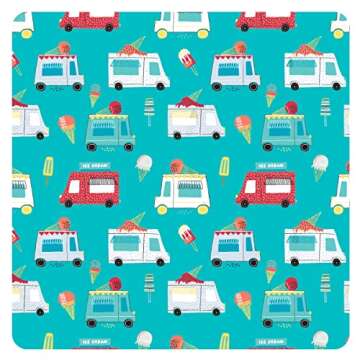 BapronBaby Ice Cream Truck Splash Mat - Waterproof Catch-All for Under High Chairs, Floors, Tables, Playtime or Arts & Crafts - Machine Washable - 45" x 45”