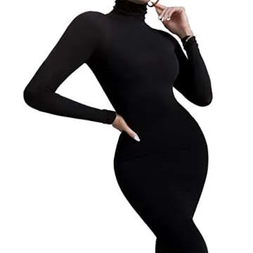 Azhong Women's Long Sleeve Turtleneck Jumpsuit