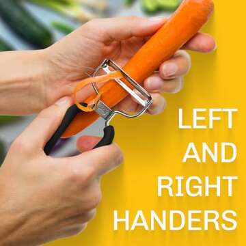 LURCH Germany Universal Ultra Sharp Stainless Steel Vegetable Y Peeler for Potatoes, All Fruits & Veggies | Non-Slip Comfortable Handle | 5.1 x 2.3 Inches / 13 cm x 6 cm - Black