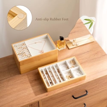 Bamboo Stackable Jewelry Organizer - Elegant Storage Solution