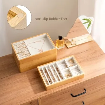 Bamboo Stackable Jewelry Organizer - Elegant Storage Solution