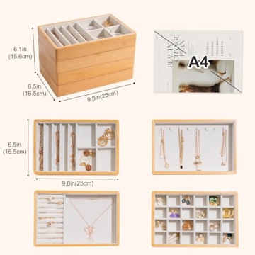 Bamboo Stackable Jewelry Organizer - Elegant Storage Solution